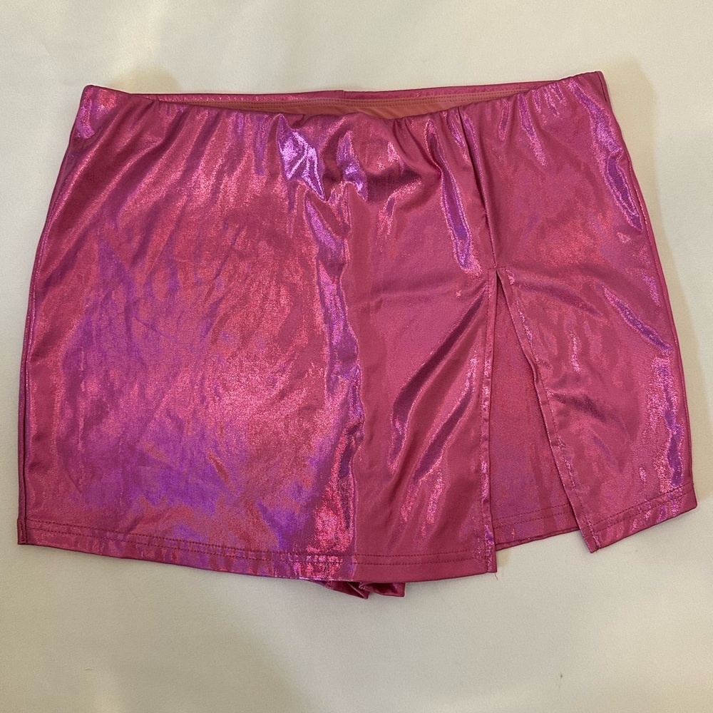 SHEIN Metallic Rose Pink Mini Skort